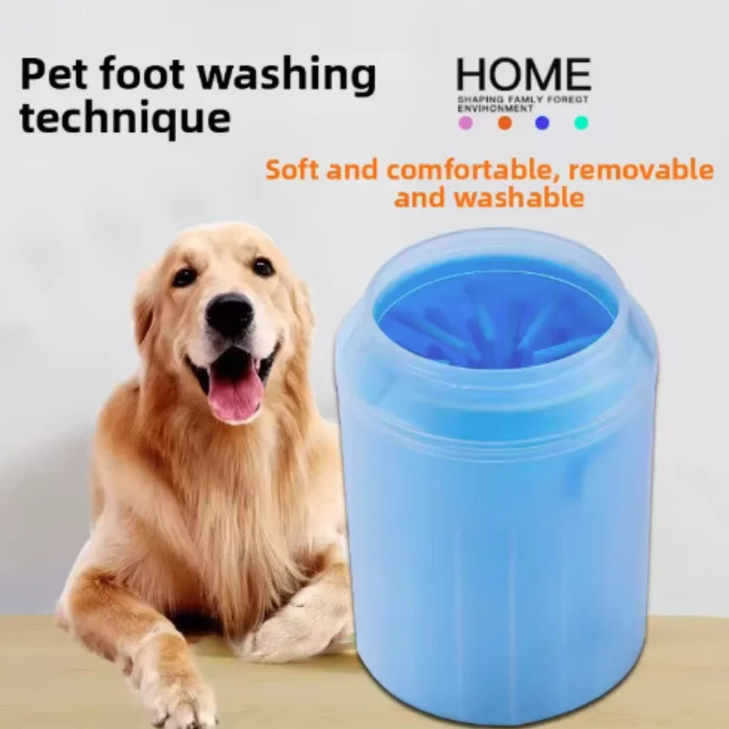 Nettoyeur de pattes de chien, peignes en Silicone souple, Portable, pour l'extérieur, lave-pieds pour animaux de compagnie, brosse de nettoyage des pattes, lavage rapide, seau de nettoyage des pieds