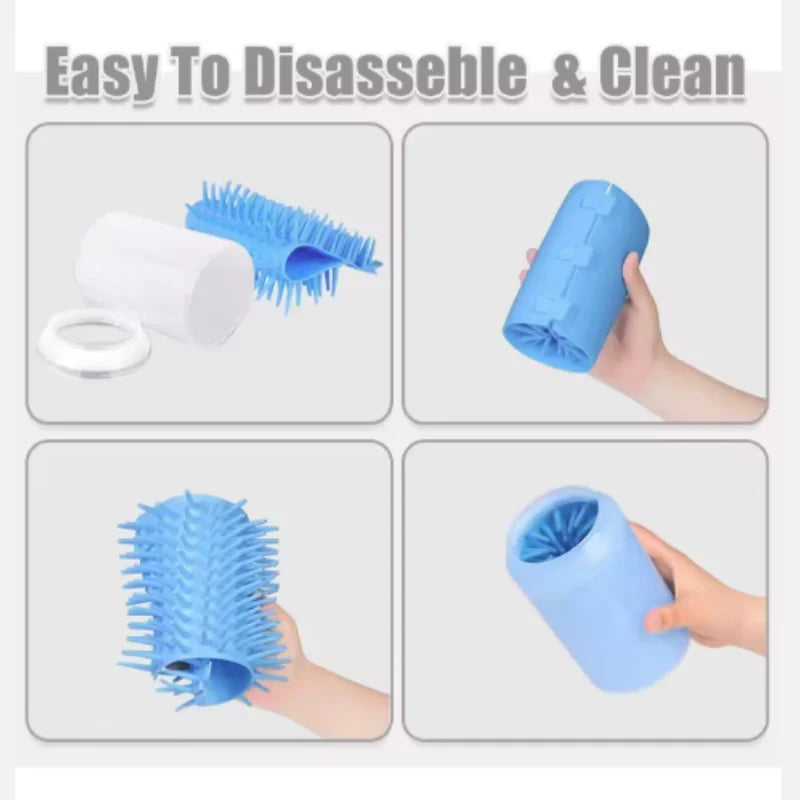 Nettoyeur de pattes de chien, peignes en Silicone souple, Portable, pour l'extérieur, lave-pieds pour animaux de compagnie, brosse de nettoyage des pattes, lavage rapide, seau de nettoyage des pieds