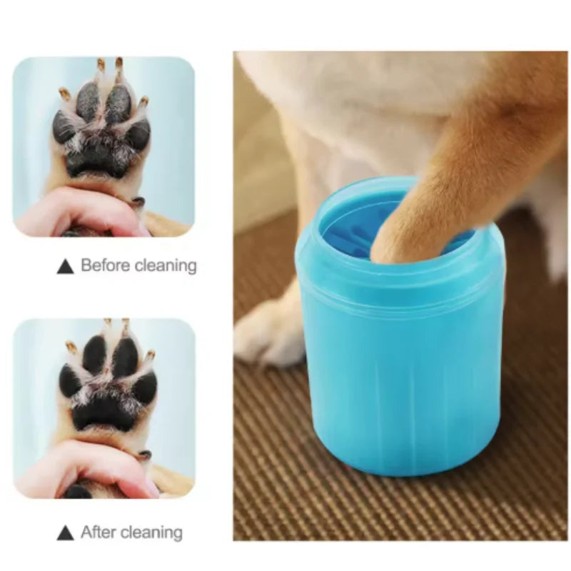 Nettoyeur de pattes de chien, peignes en Silicone souple, Portable, pour l'extérieur, lave-pieds pour animaux de compagnie, brosse de nettoyage des pattes, lavage rapide, seau de nettoyage des pieds